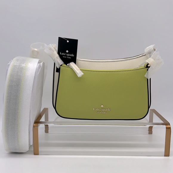 Kate Spade Duet Colorblock Saffiano Leather Small Crossbody Fern Moss Multi
